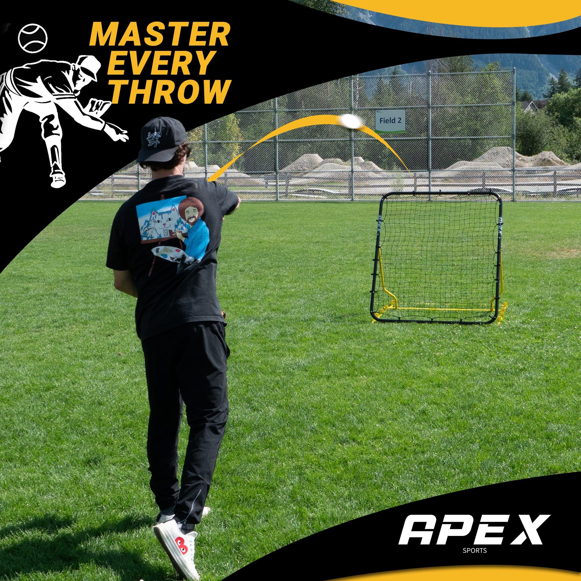 Apex Sports Adjustable Baseball Rebounder Net 4.5x4 ft