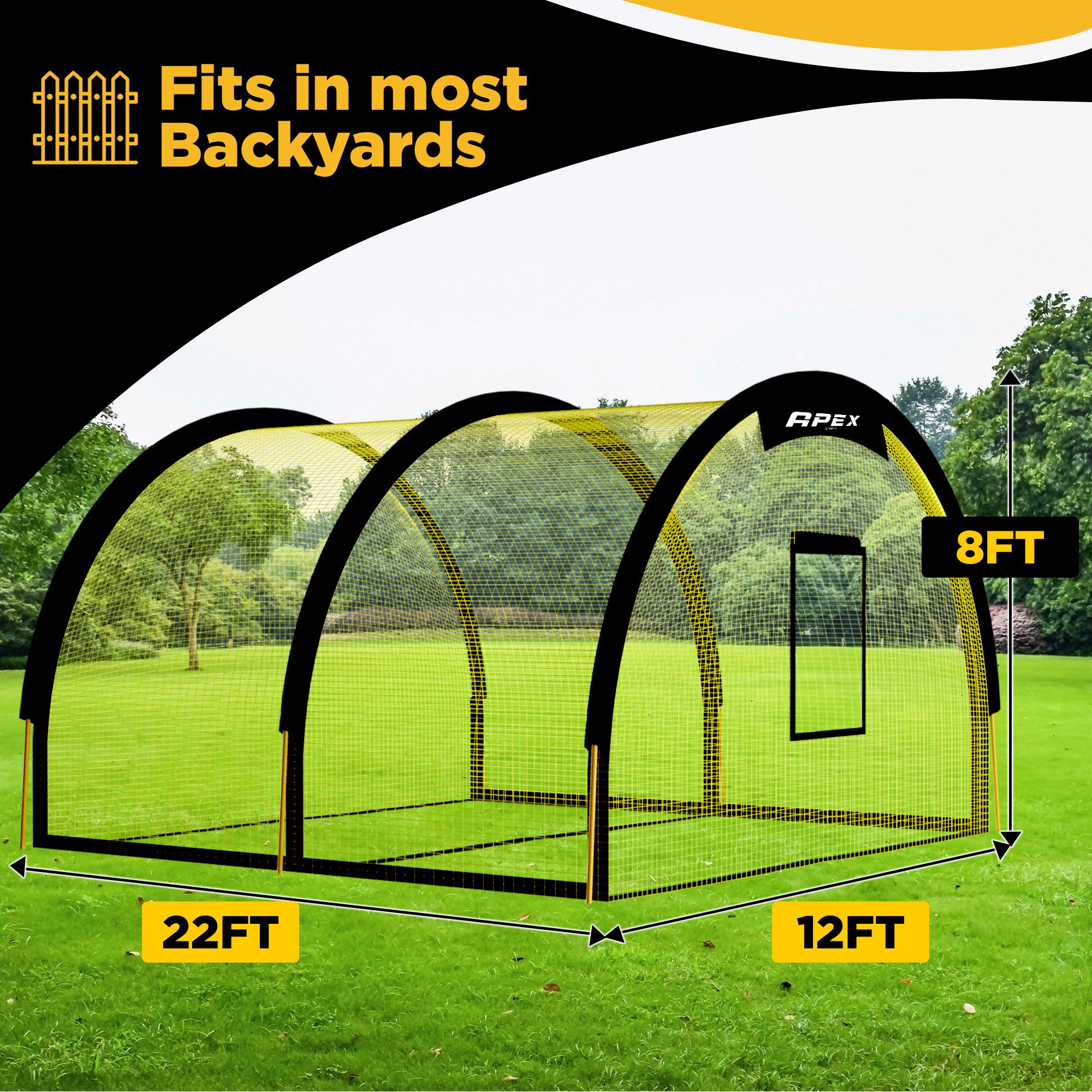 澳洲红人运动俱乐部 Apex Sports Batting Cage 22ft x 12ft x 8ft