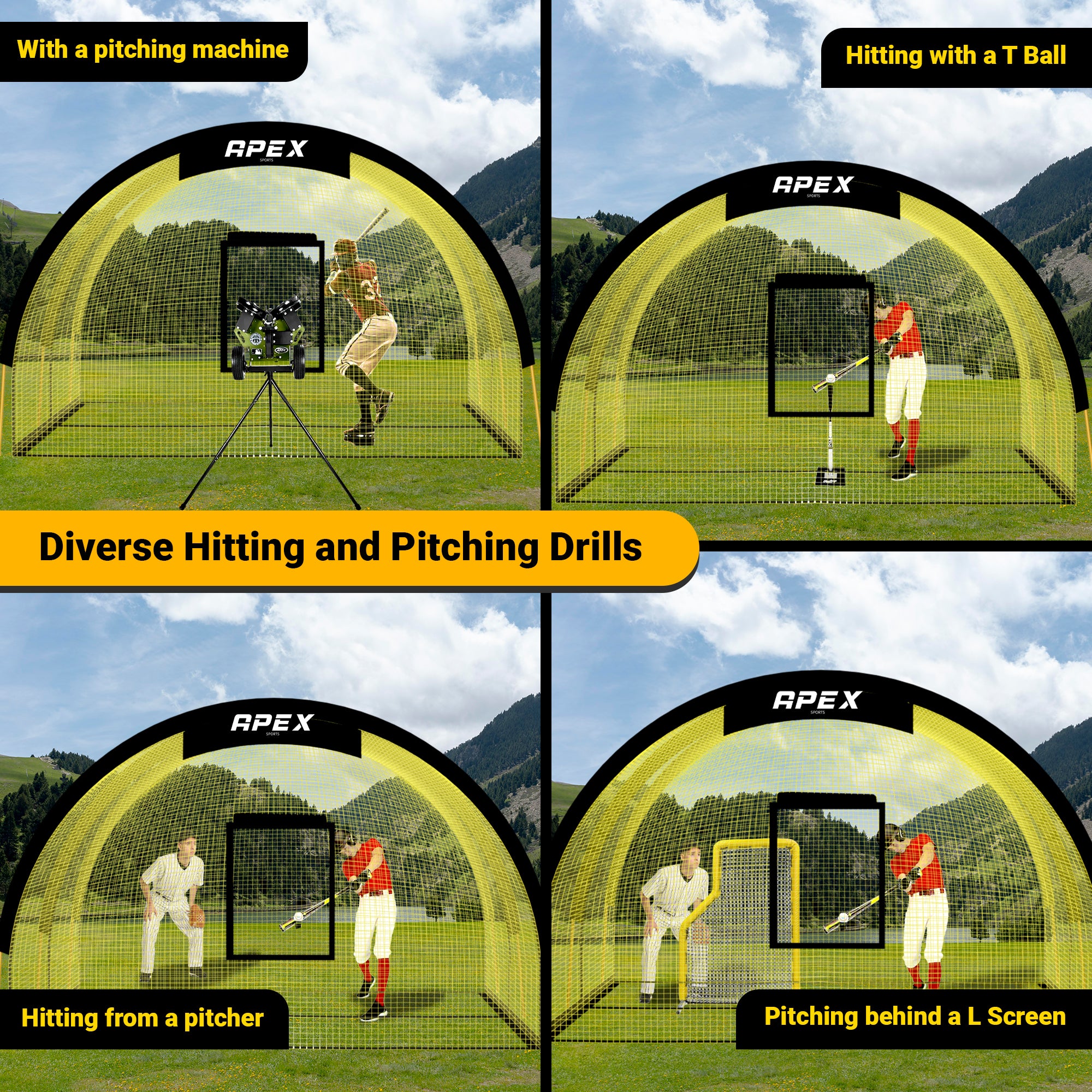 Apex Sports Batting Cage 22ft x 12ft x 8ft