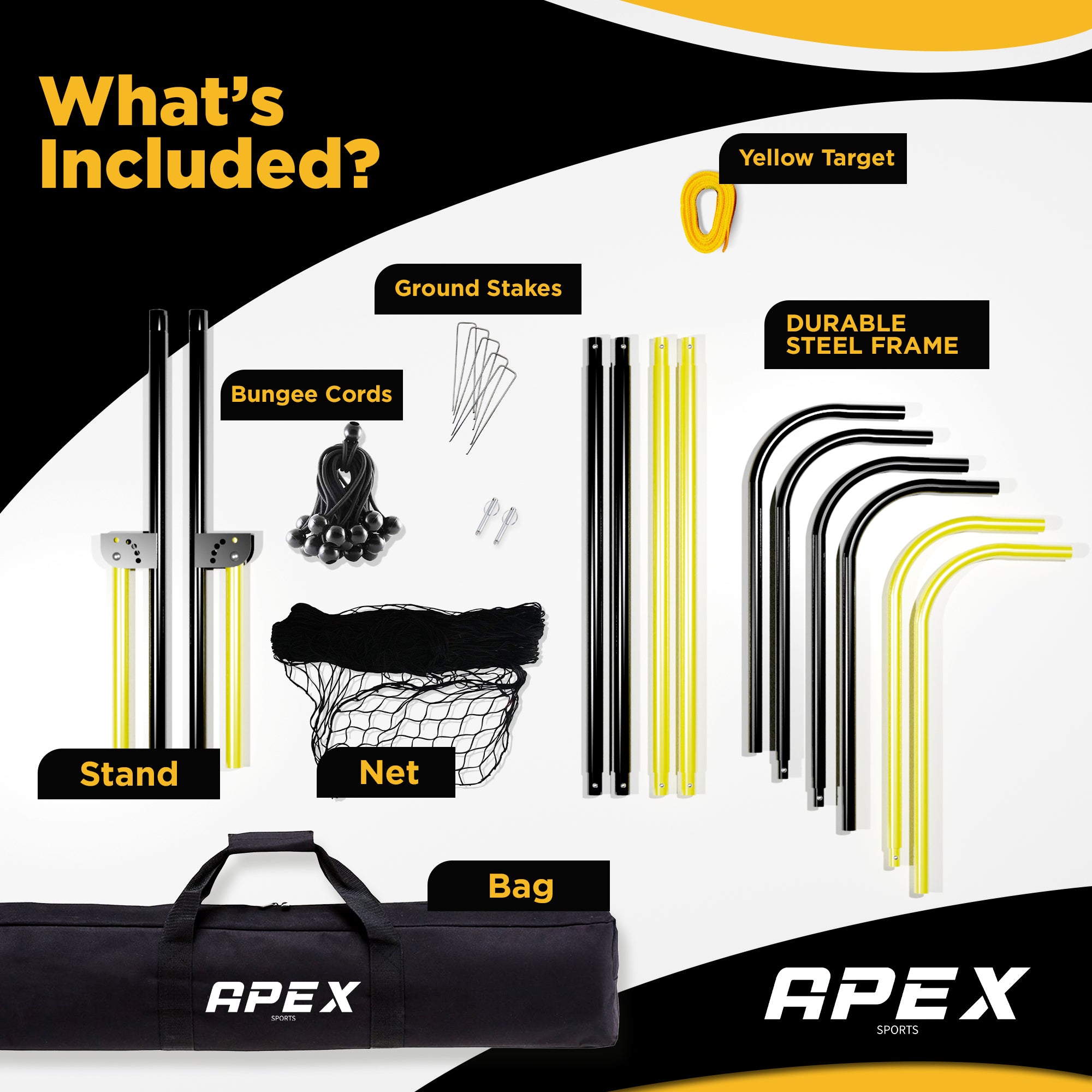 Apex Sports Adjustable Volleyball Rebounder Net 7x4 ft